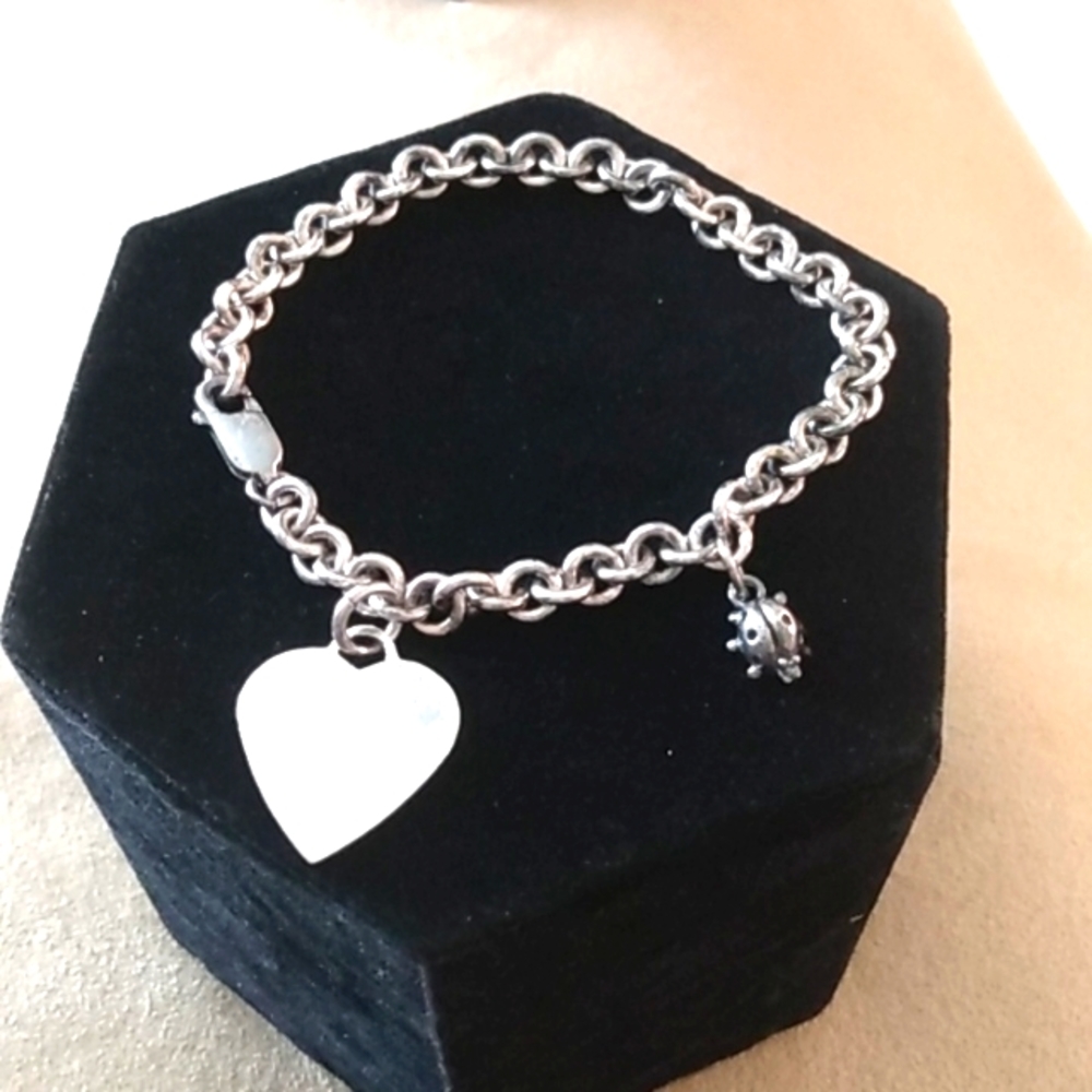 Vintage Silver Heart Bracelet